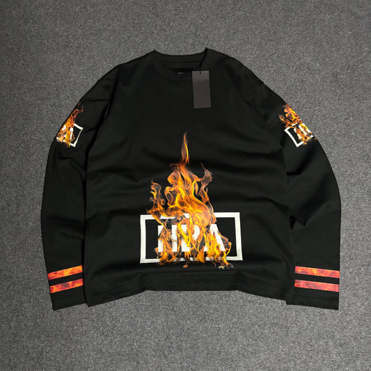 Hood By Air flames logo ls oversized tee