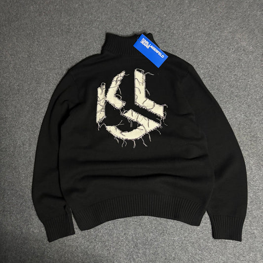 Karl Lagerfeld destroyed logo turtle neck sweater