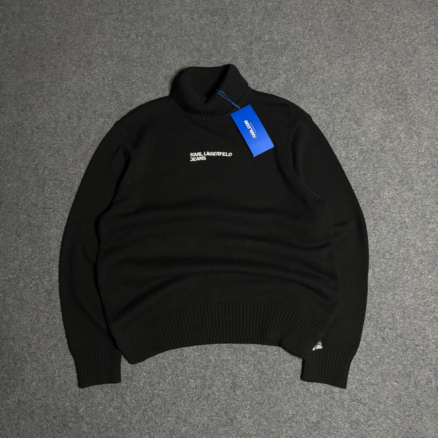 Karl Lagerfeld destroyed logo turtle neck sweater