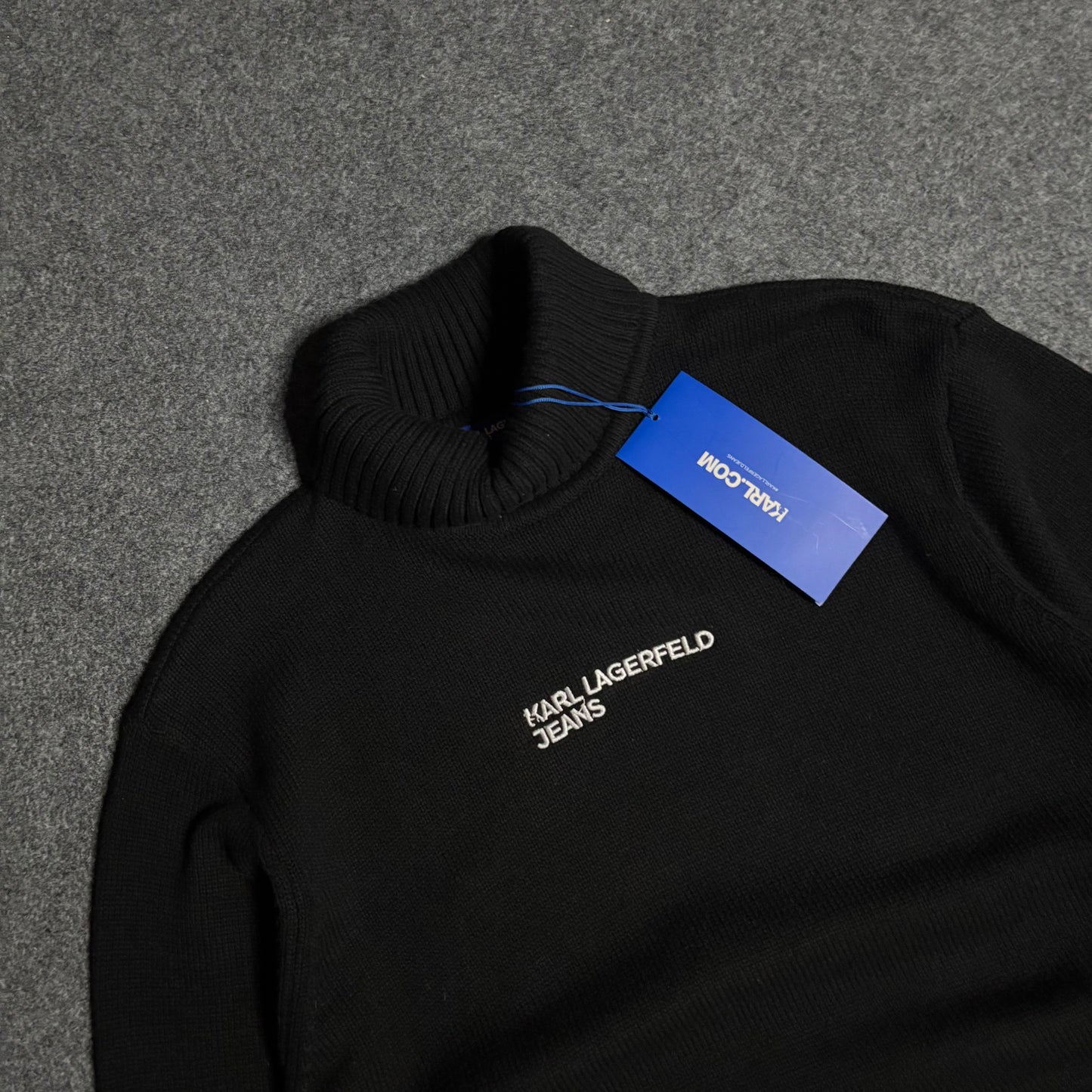 Karl Lagerfeld destroyed logo turtle neck sweater