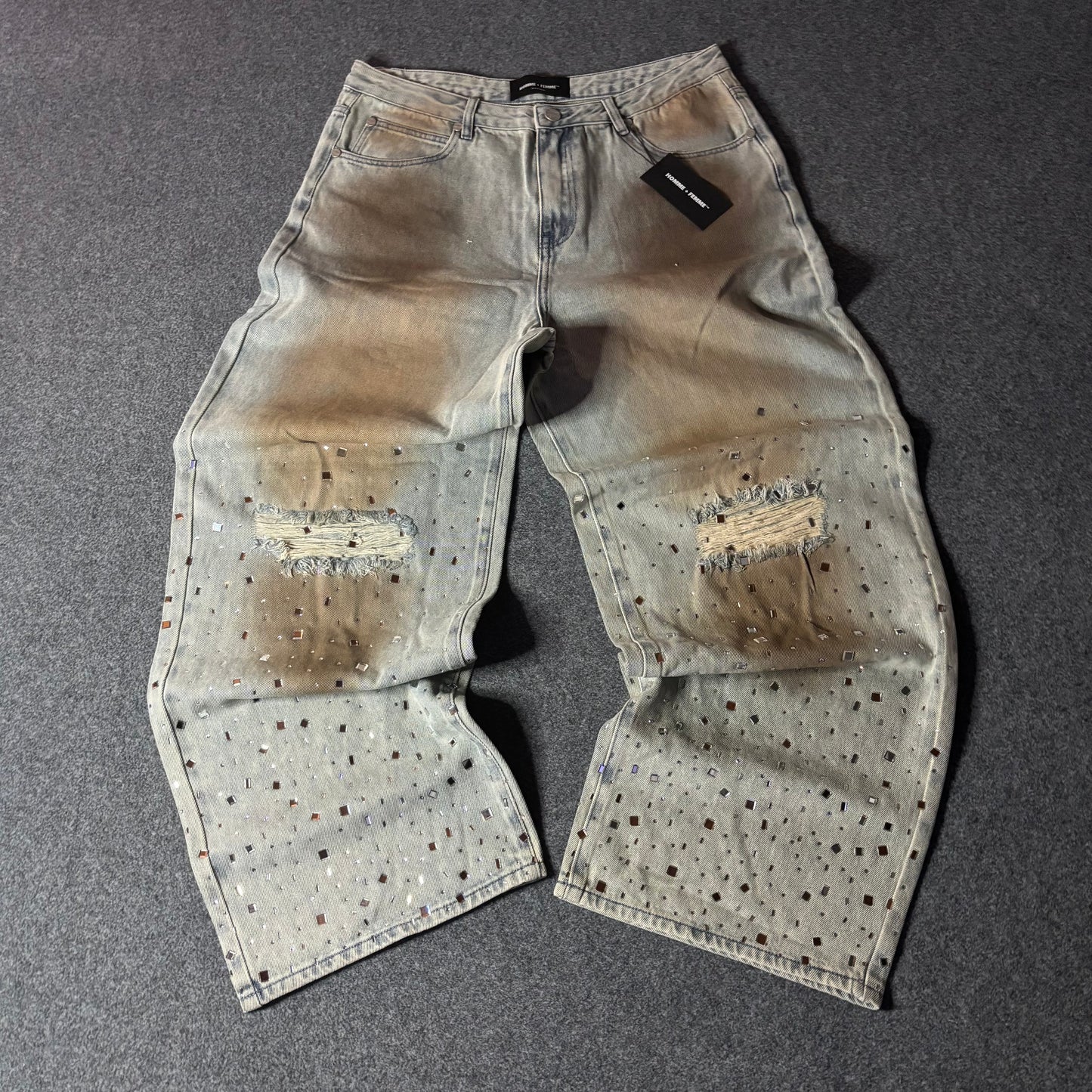 Homme Femme crushed ice light blue denim