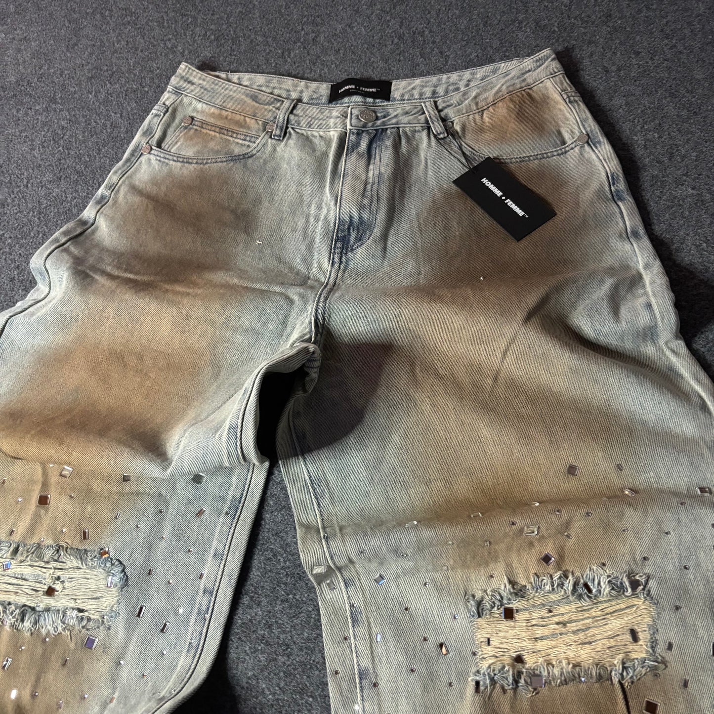 Homme Femme crushed ice light blue denim