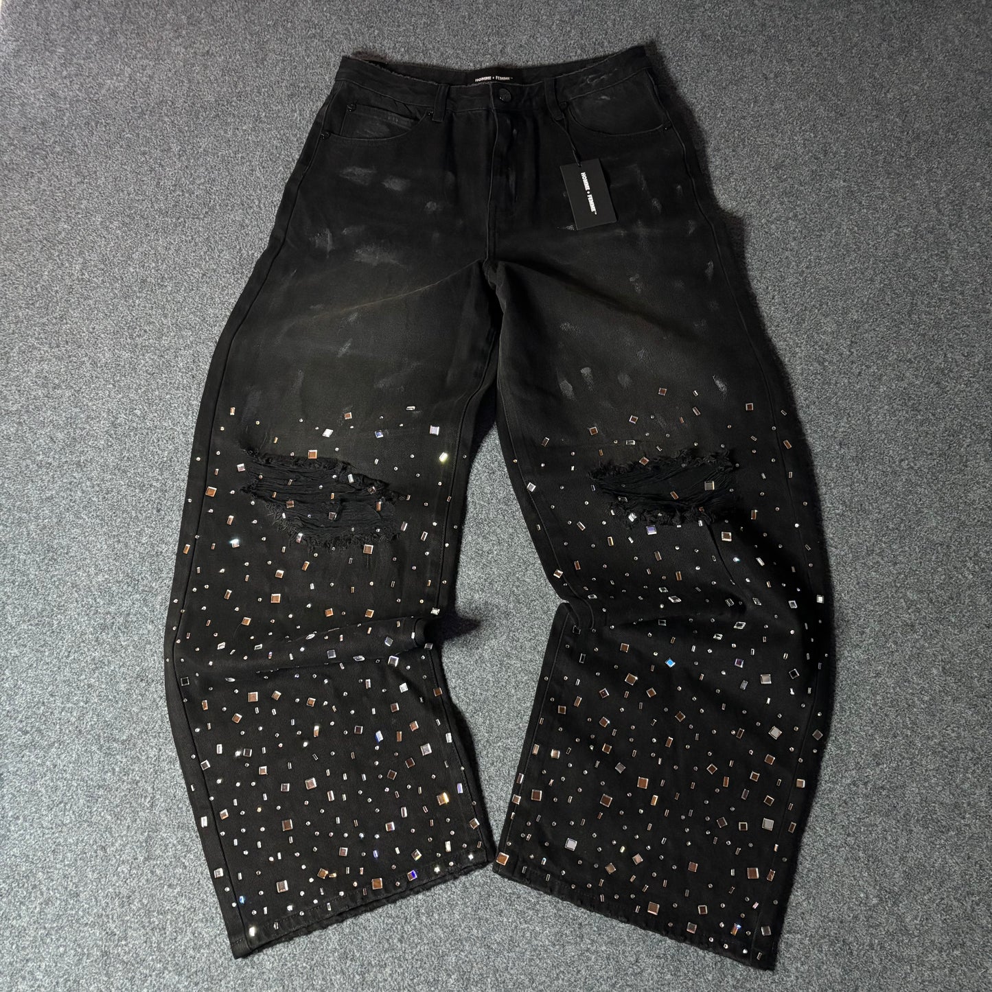 Homme Femme crushed ice denim black