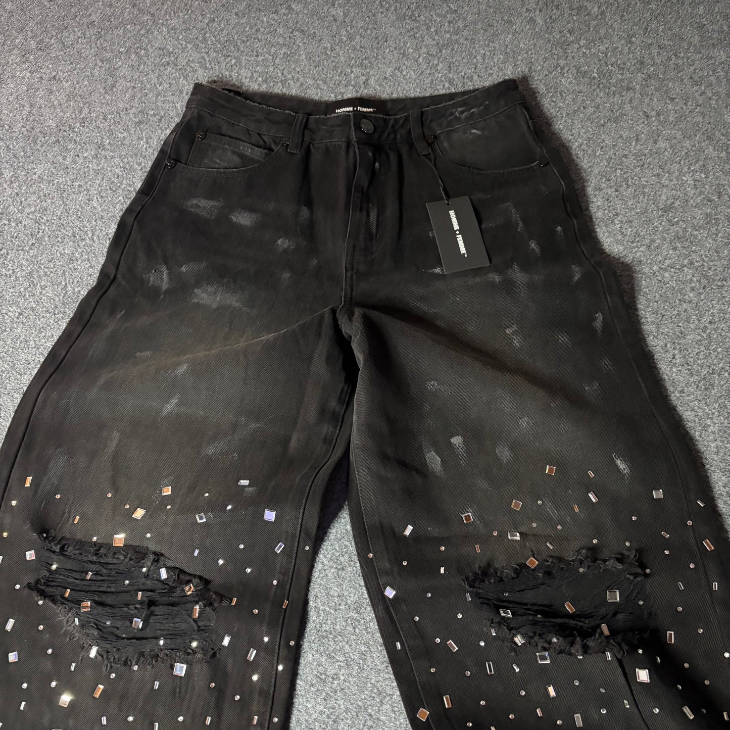 Homme Femme crushed ice denim black