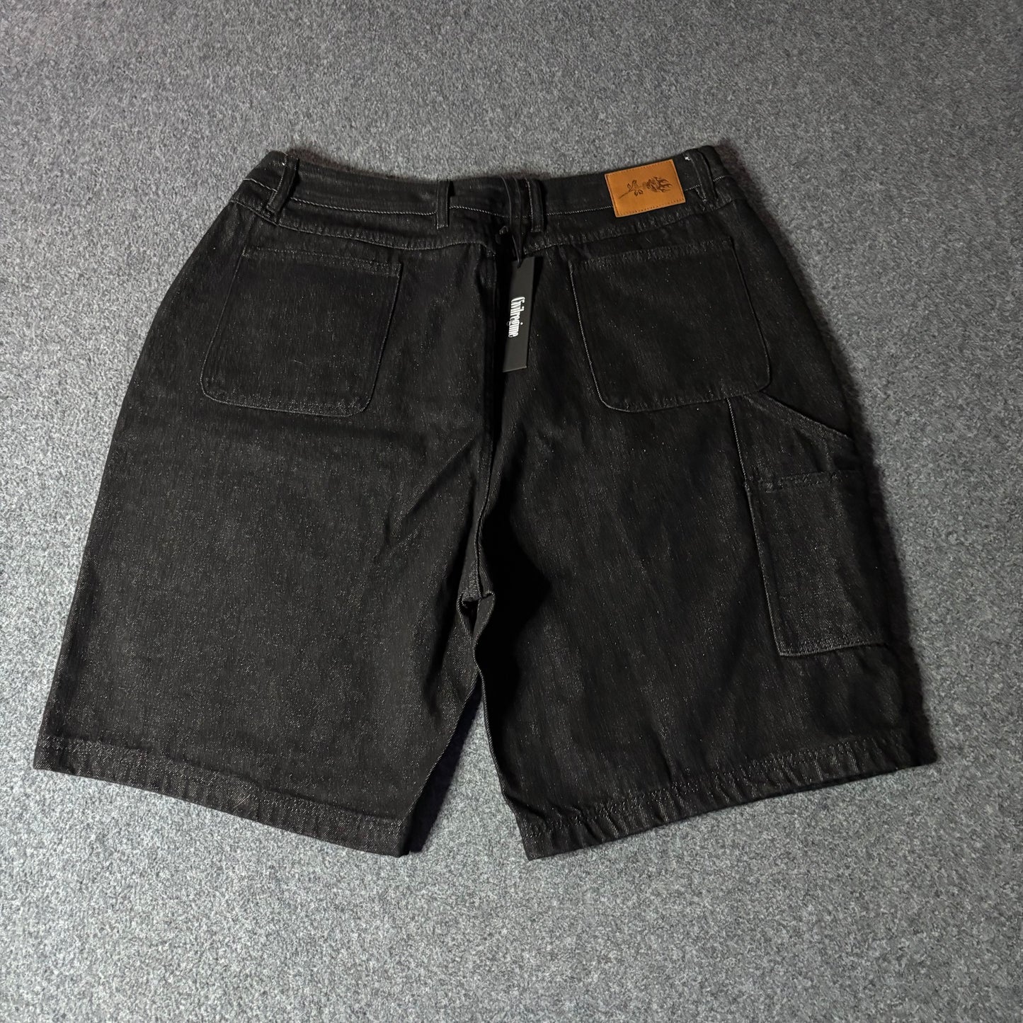 Civil Regime flower double knee black jorts