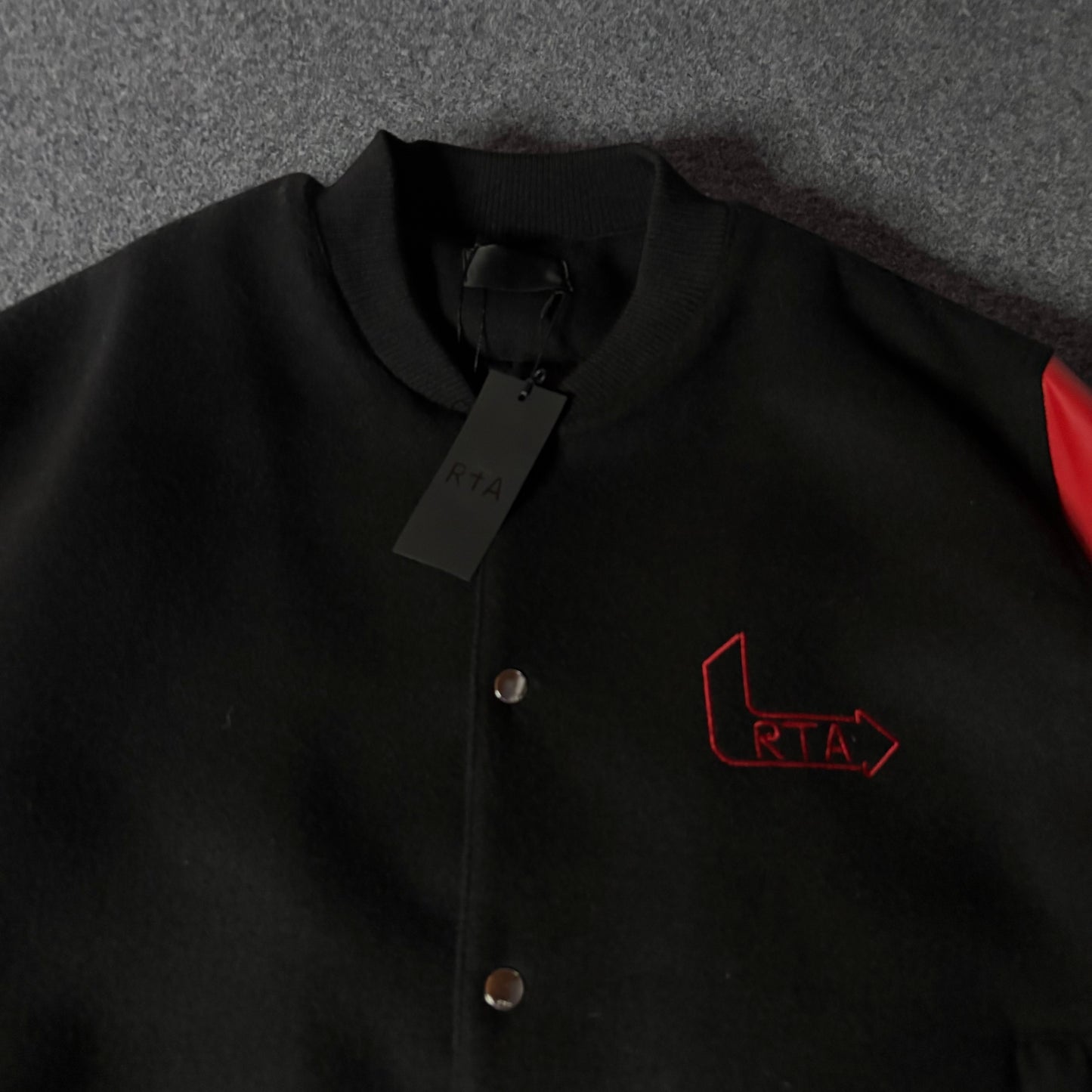 RTA varsity jacket flames logo