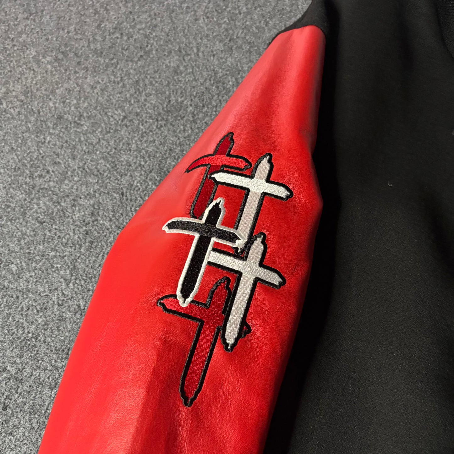 RTA varsity jacket flames logo