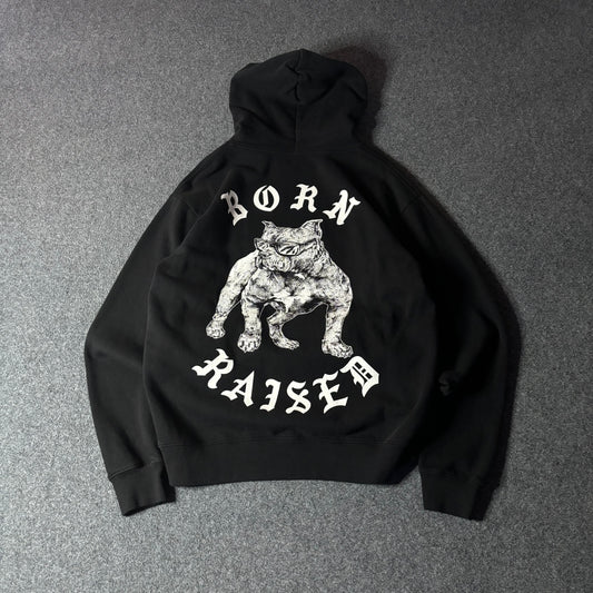 BornxRaised dog hoodie black