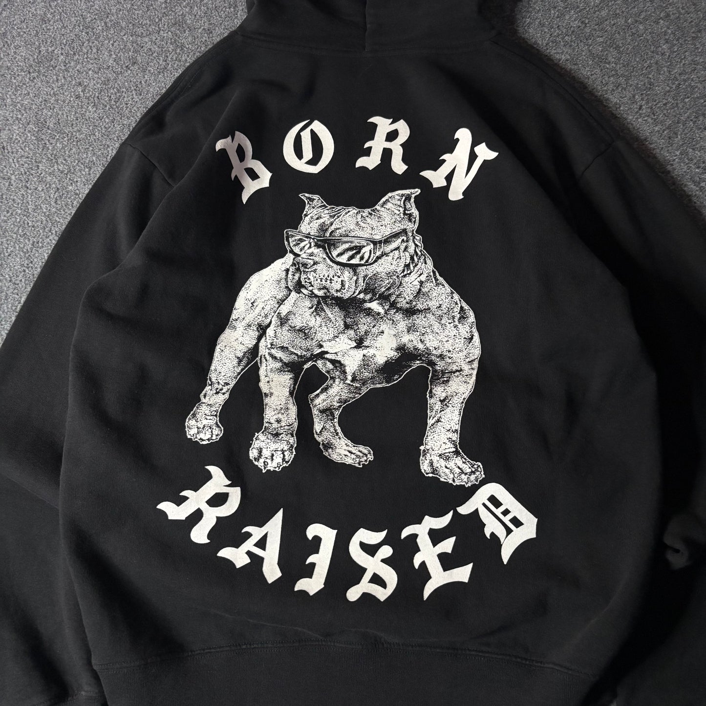 BornxRaised dog hoodie black