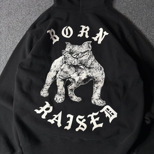 BornxRaised dog hoodie black
