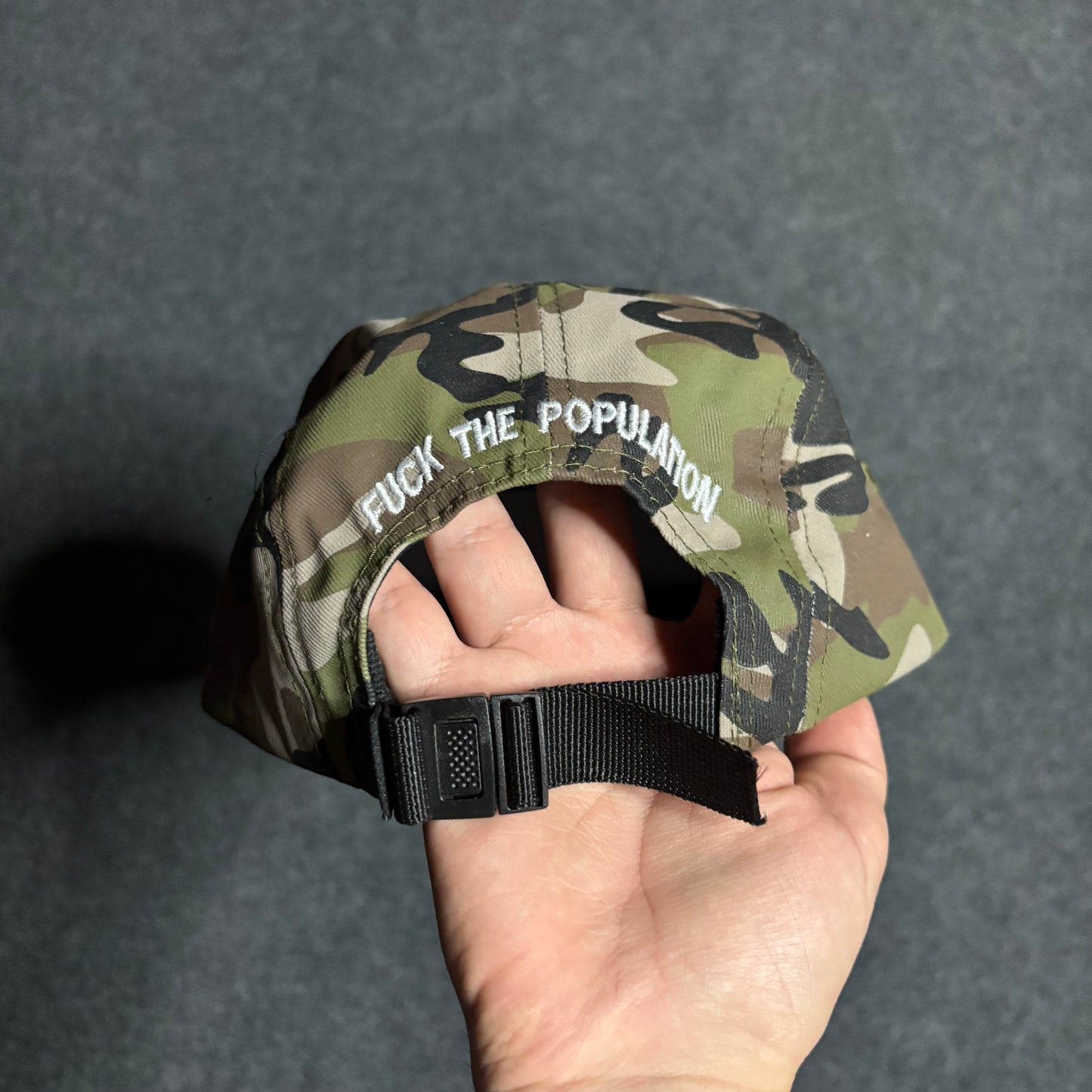 Fuck The Population FTP camo velcro patch hat