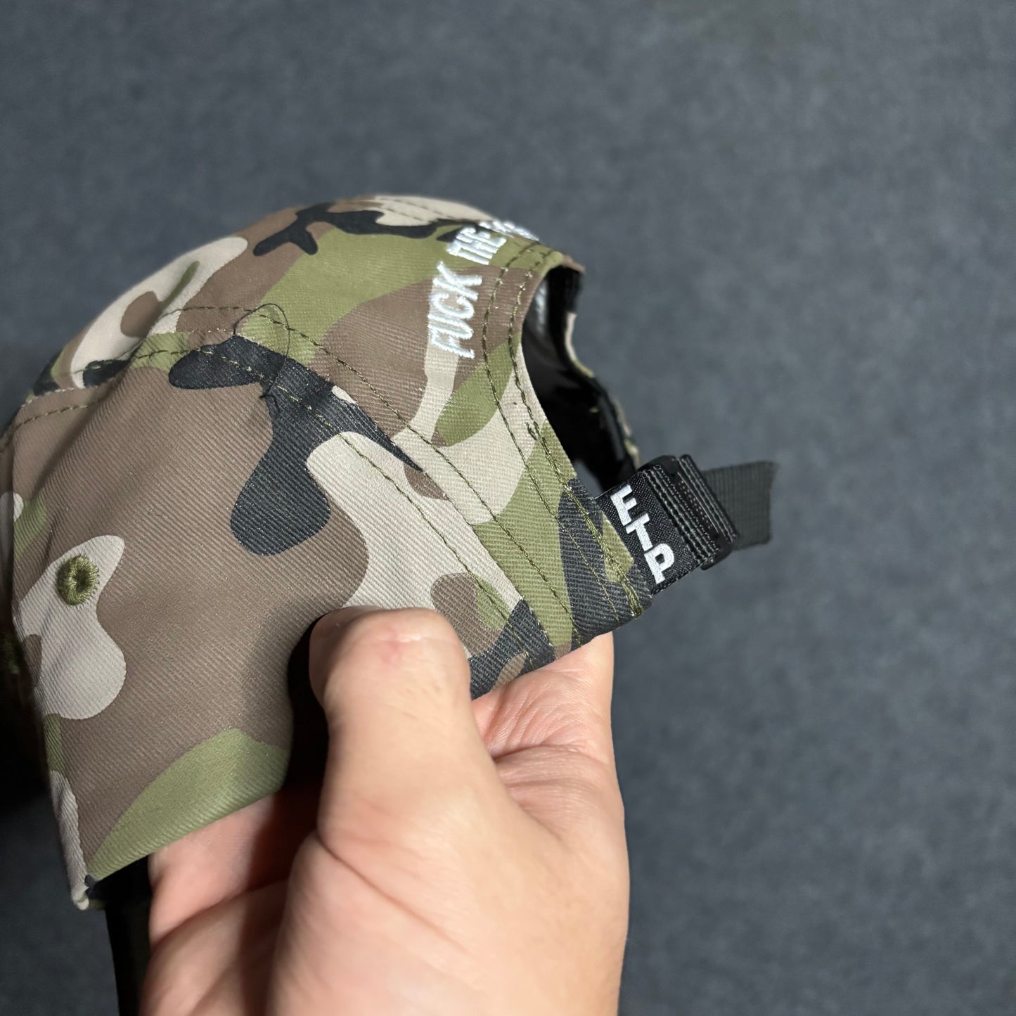 Fuck The Population FTP camo velcro patch hat