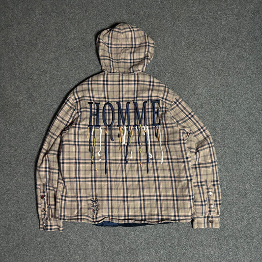 Homme Femme back embroidery flannel hood jacket