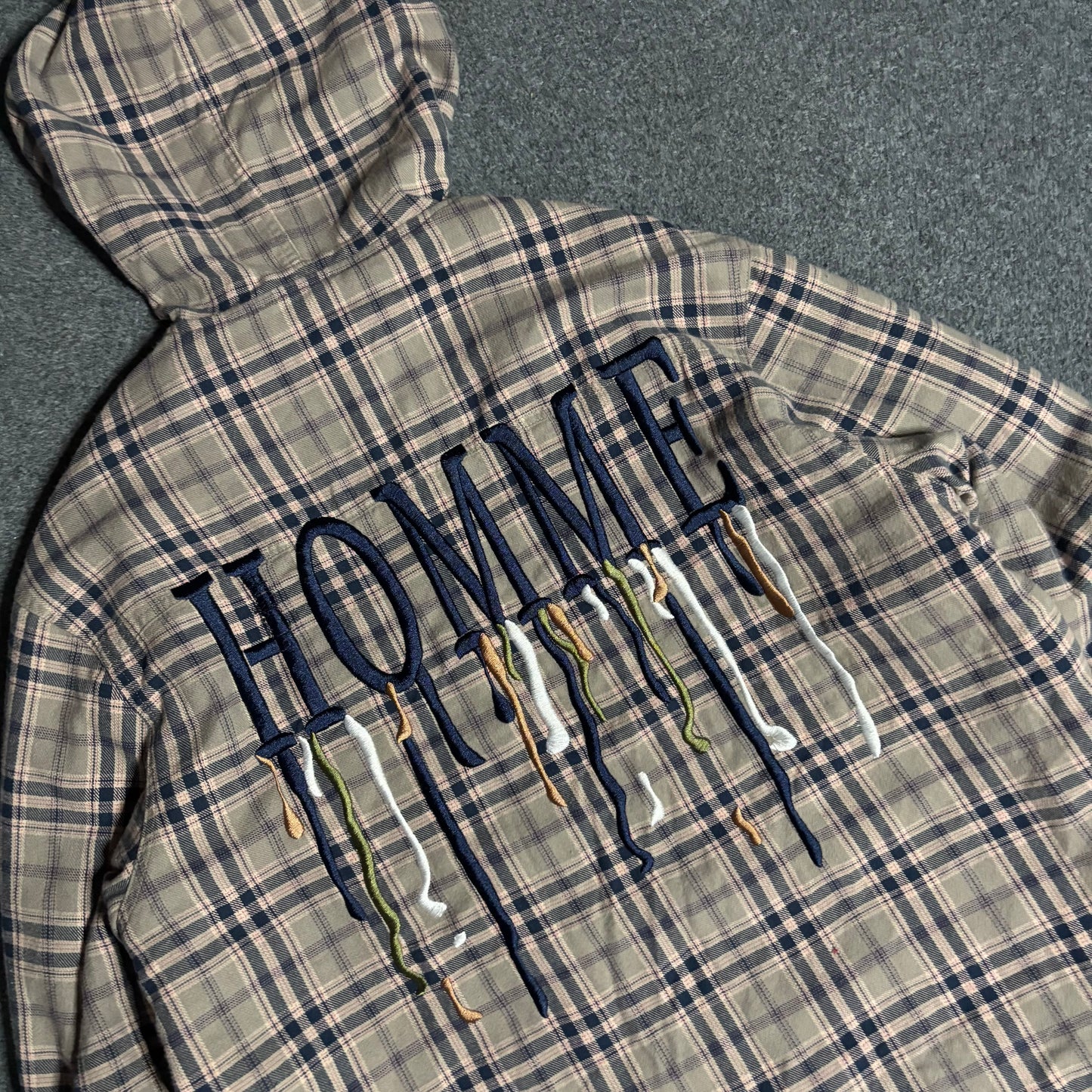 Homme Femme back embroidery flannel hood jacket