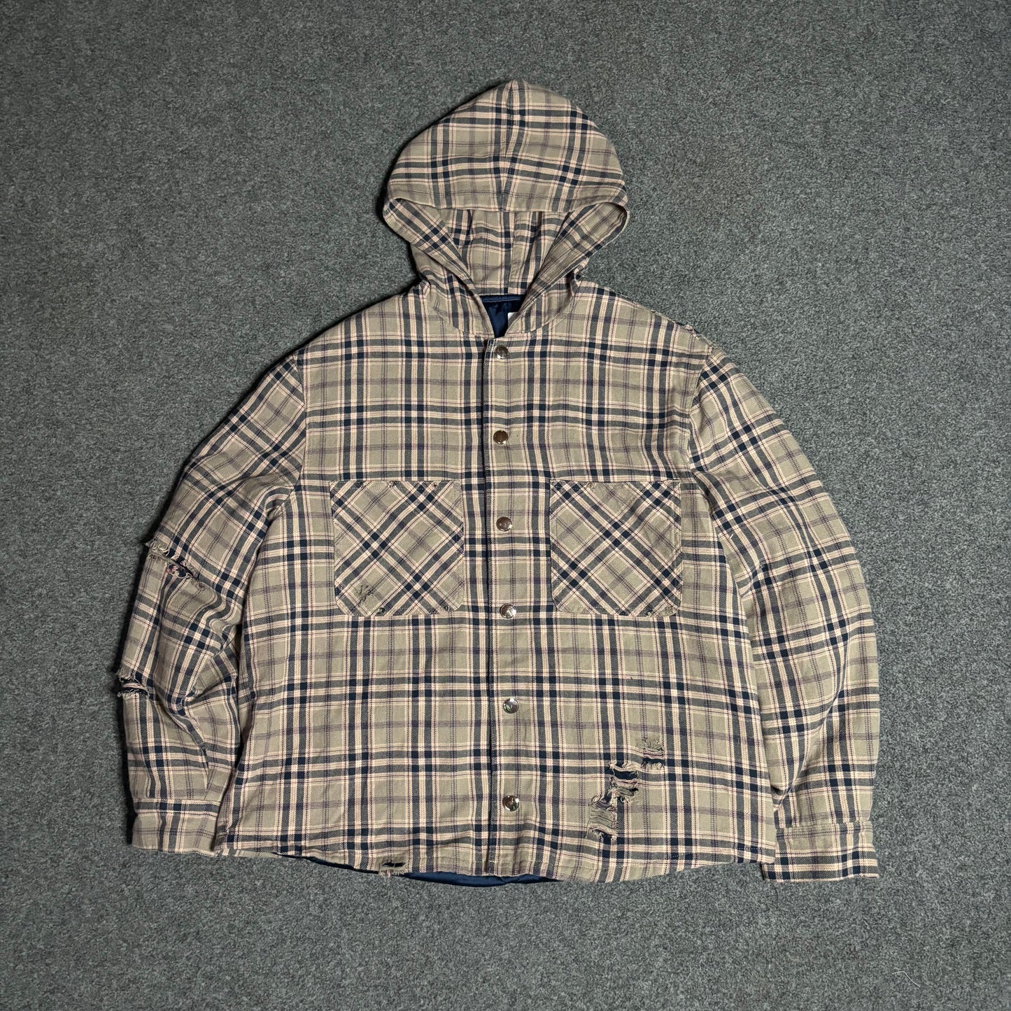 Homme Femme back embroidery flannel hood jacket
