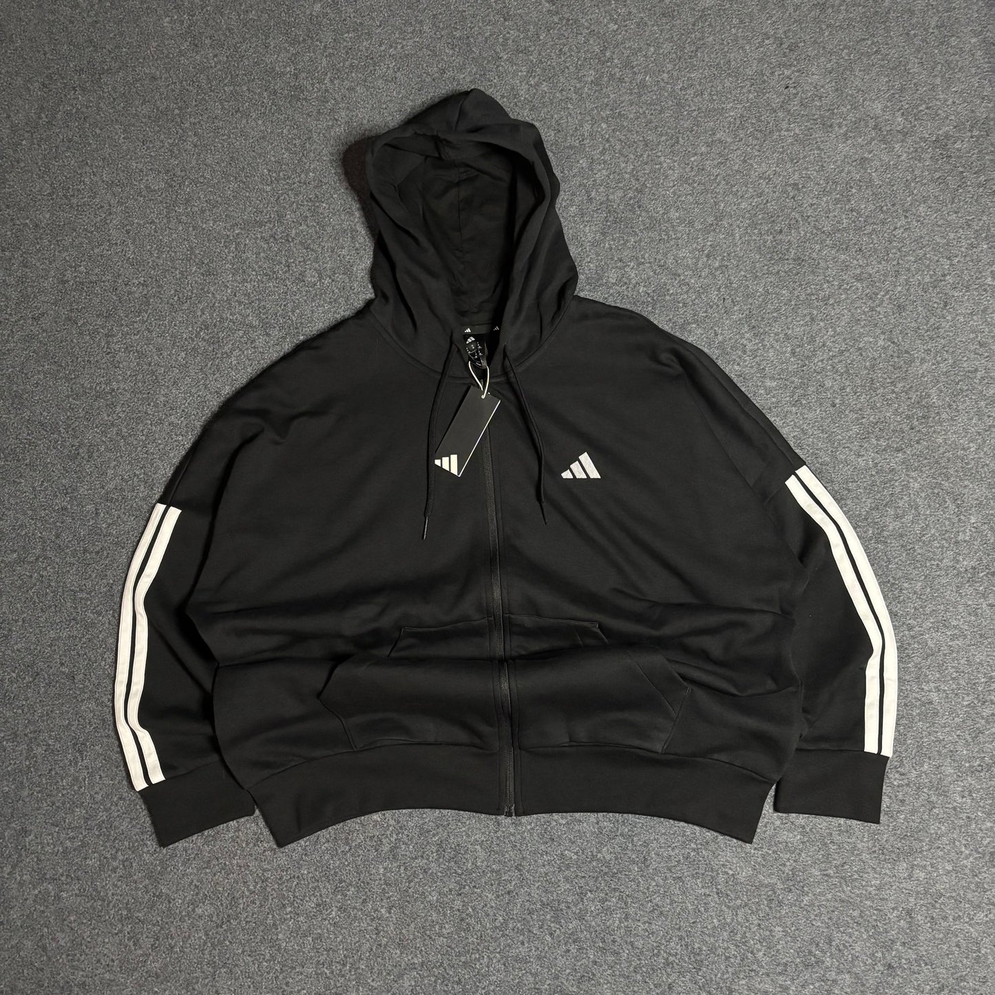 Adidas zip up black stripes hoodie