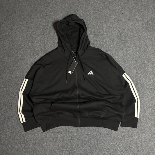 Adidas zip up black stripes hoodie