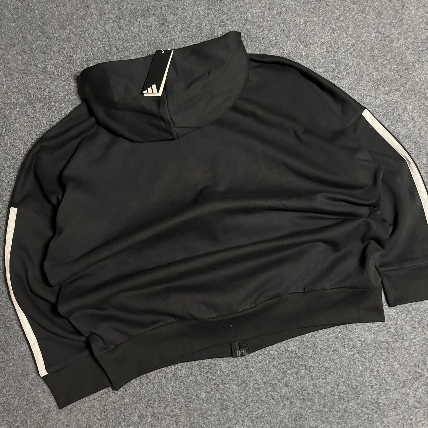 Adidas zip up black stripes hoodie