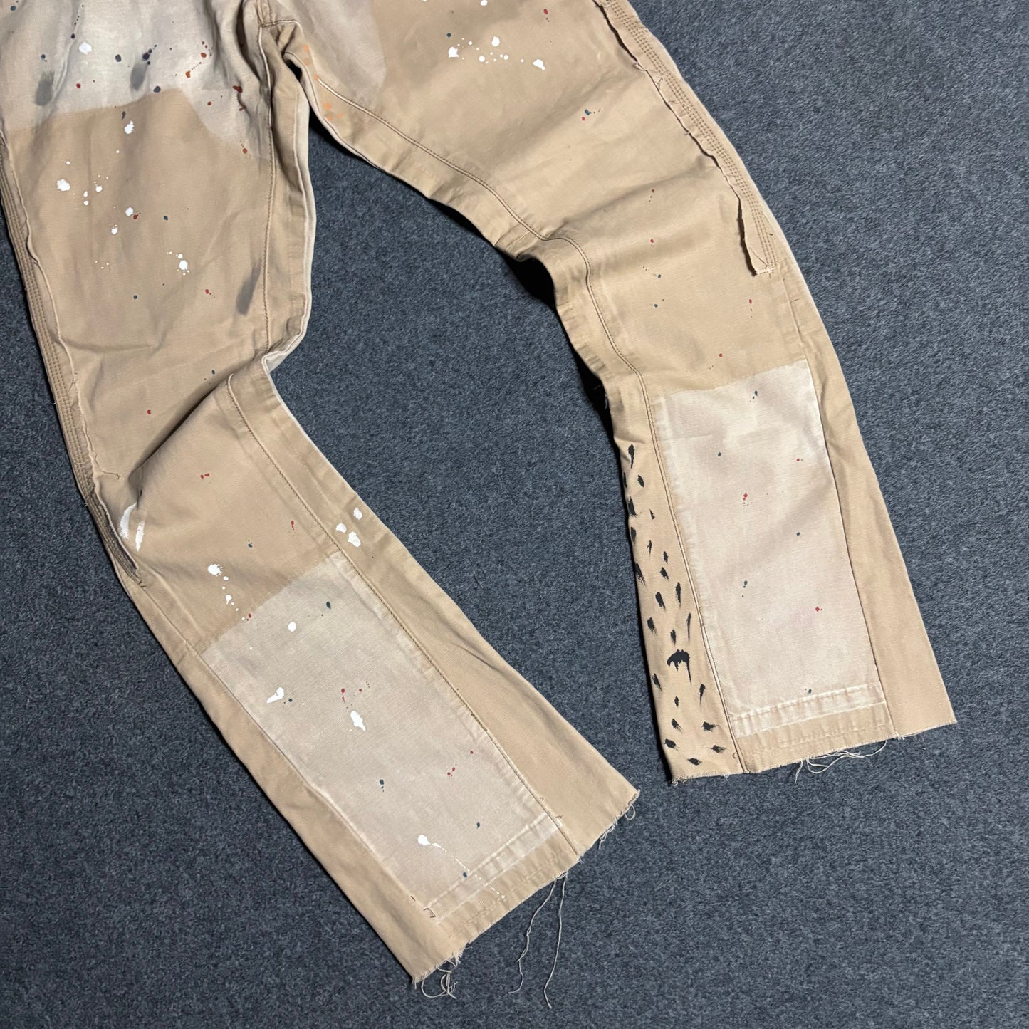 Mnml double knee flared paint splattered pants