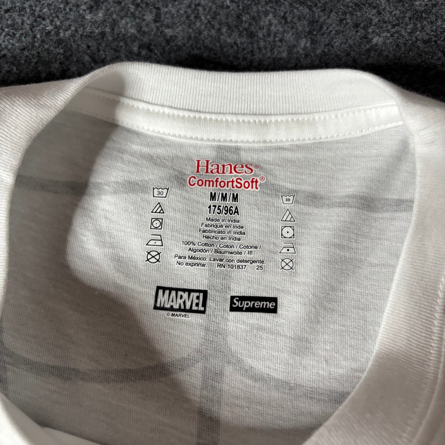 Supreme x Spiderman x Hanes web tee white