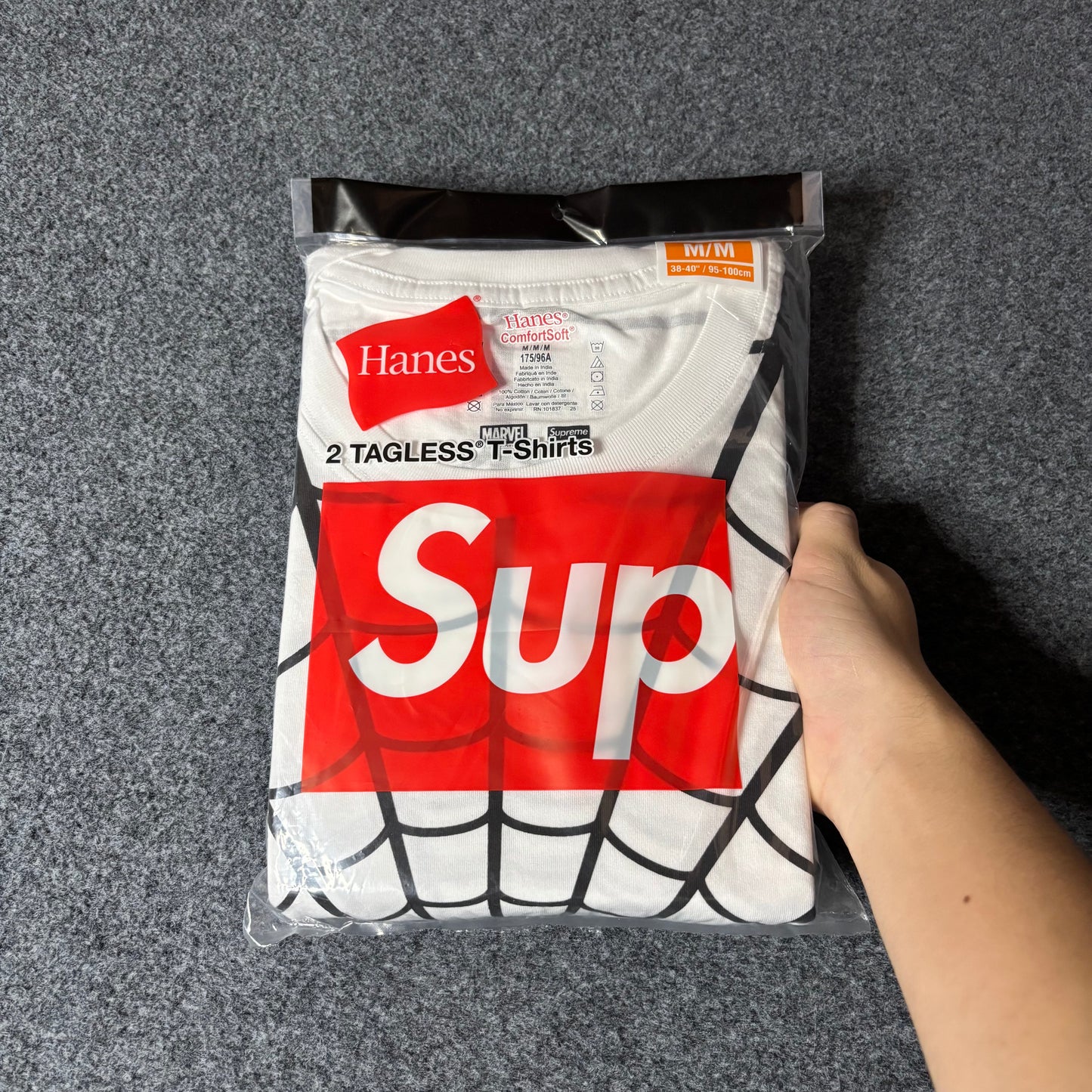 Supreme x Spiderman x Hanes web tee white