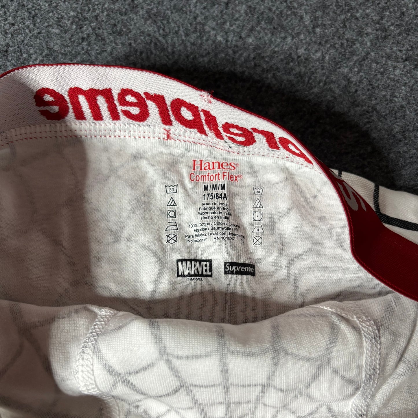Supreme x Spiderman white boxers