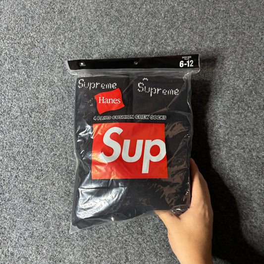 Supreme socks 4 pack black