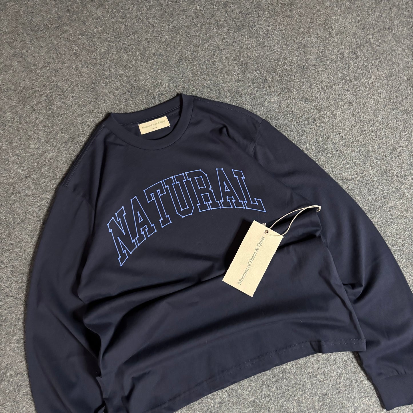 Museum of peace and quiet natural ls blue tee