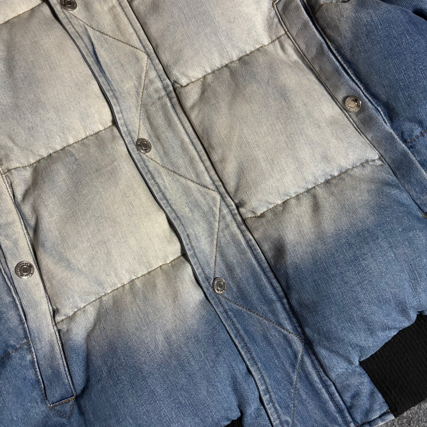 Dsquared2 denim fur collar puffer jacket