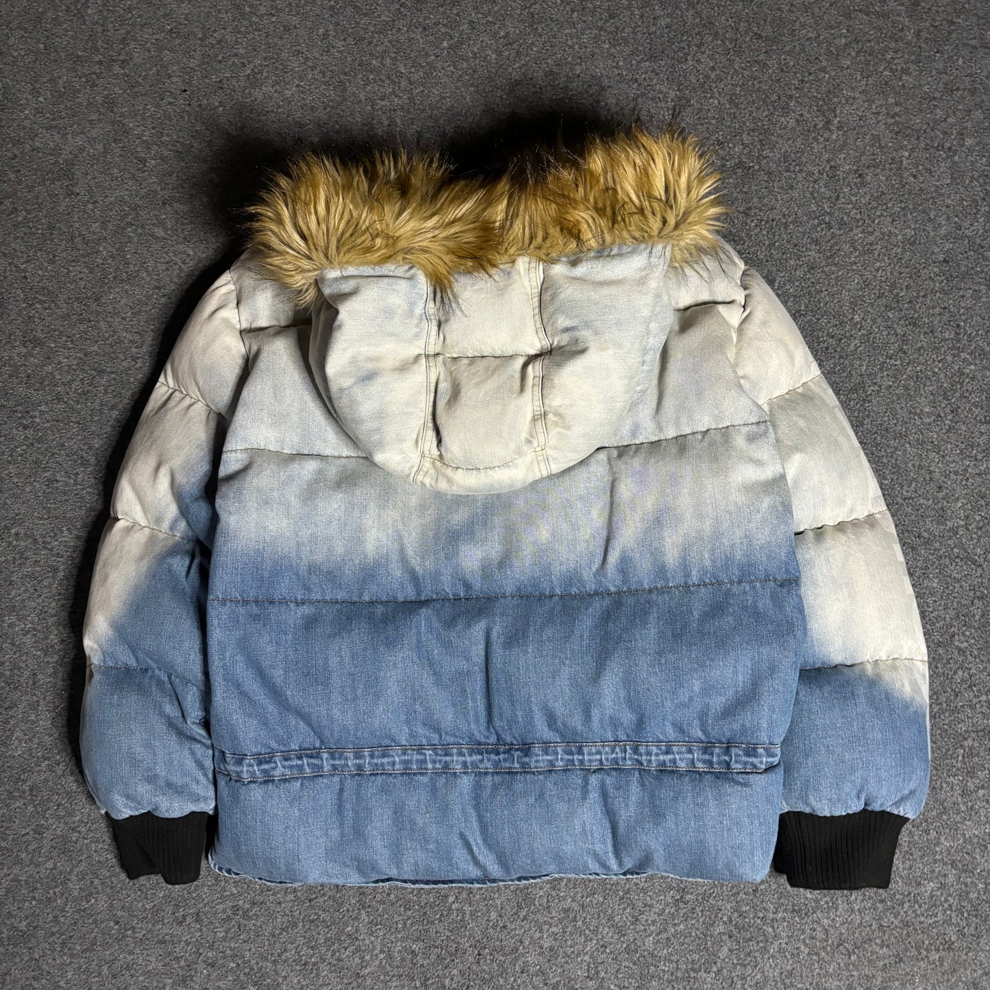 Dsquared2 denim fur collar puffer jacket