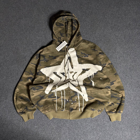 Silence + Noise camo zip up hoodie