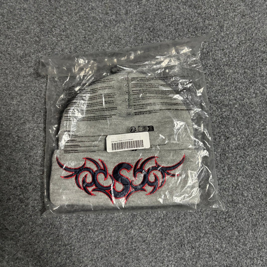 Supreme tribal S logo beanie grey