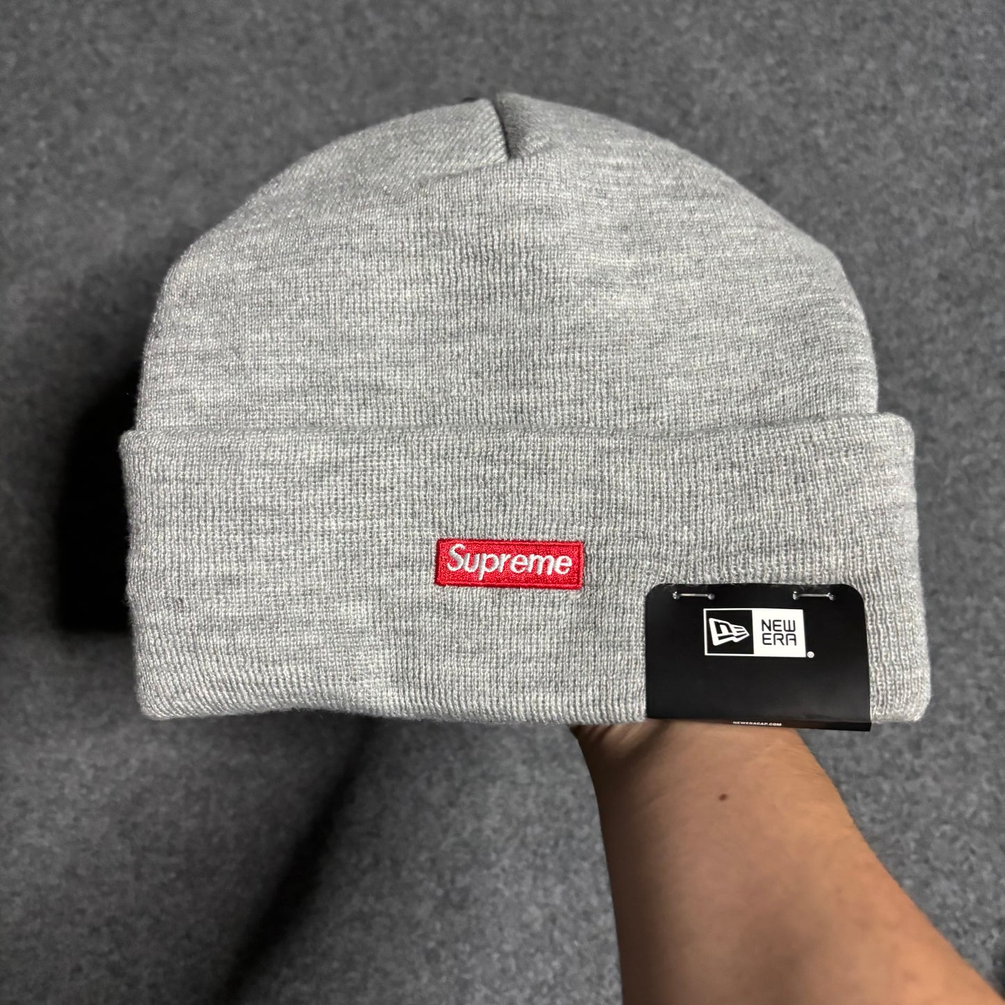 Supreme tribal S logo beanie grey