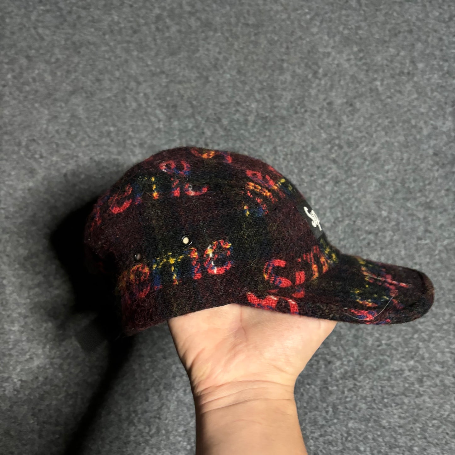 Supreme x Harris Tweed red plaid camp cap