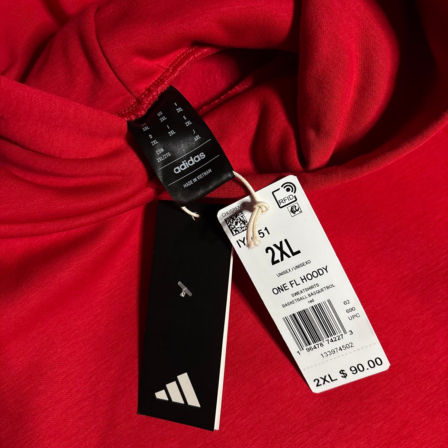 Adidas basketball red oversized hoodie