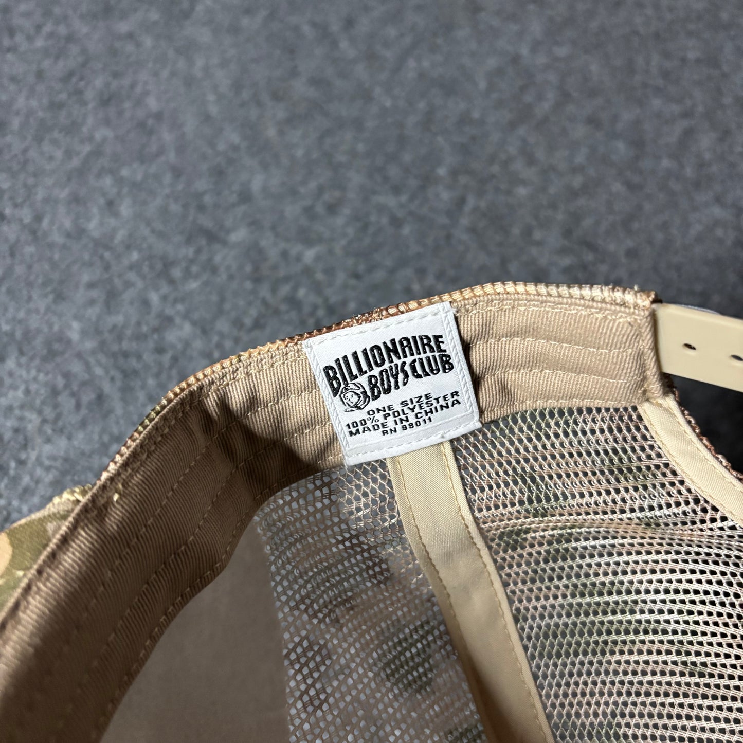 Billionaire boys club logo printed camouflage pattern trucker hat