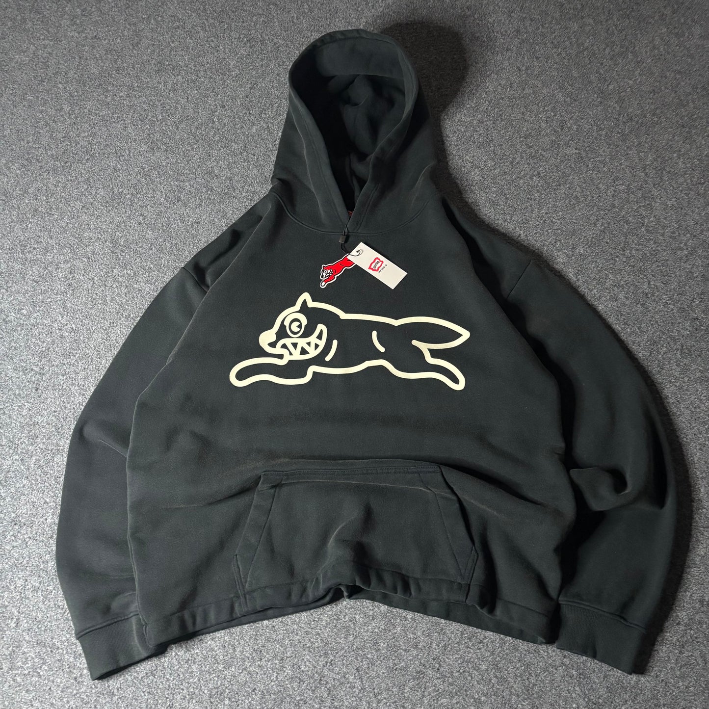 Ice Cream running dog black faded hoodie