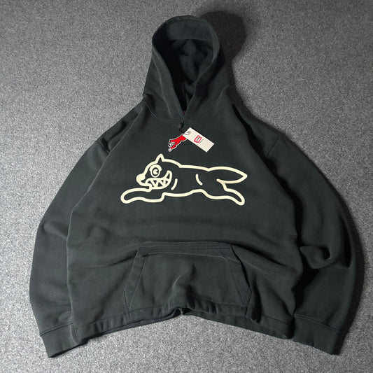 Ice Cream running dog black faded hoodie