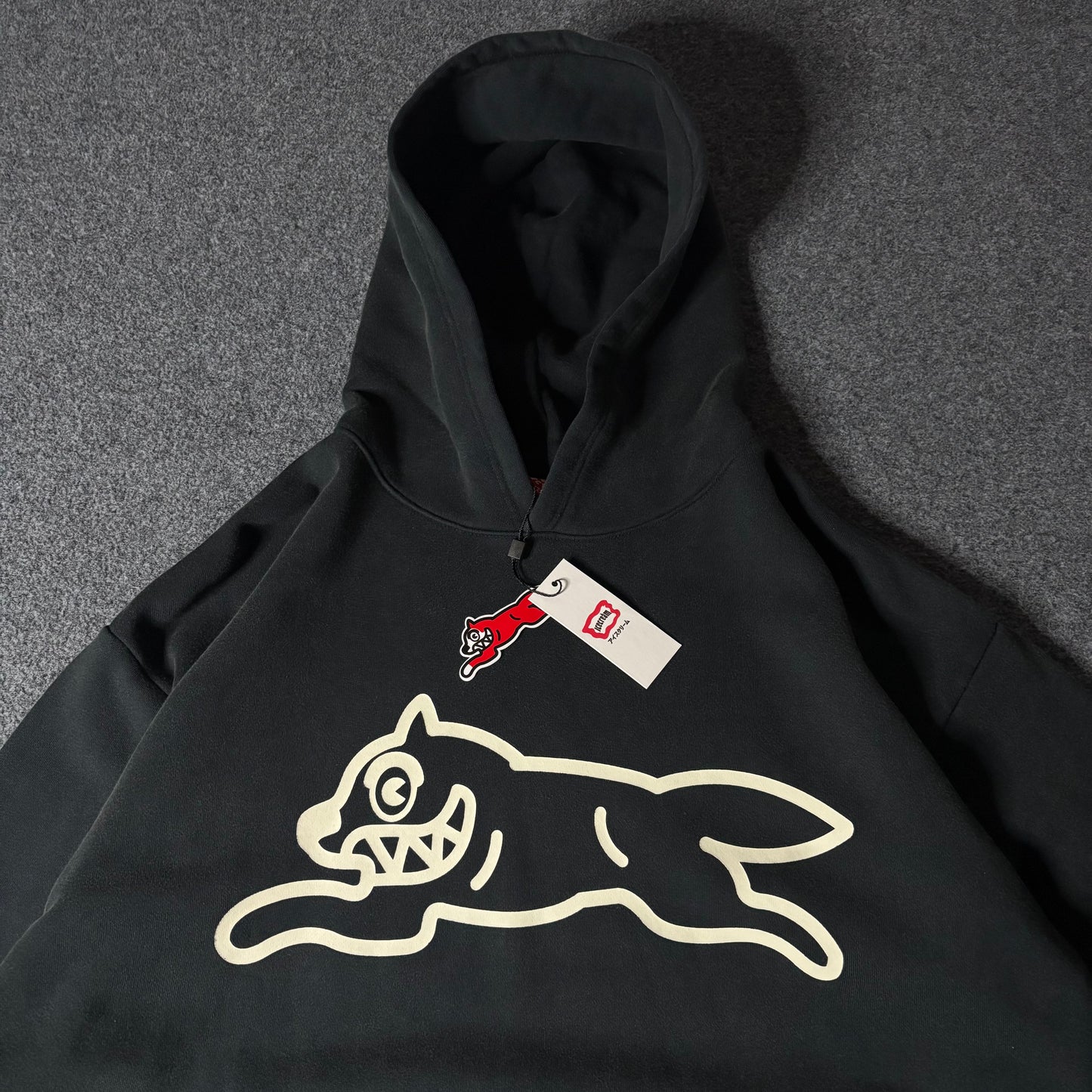 Ice Cream running dog black faded hoodie
