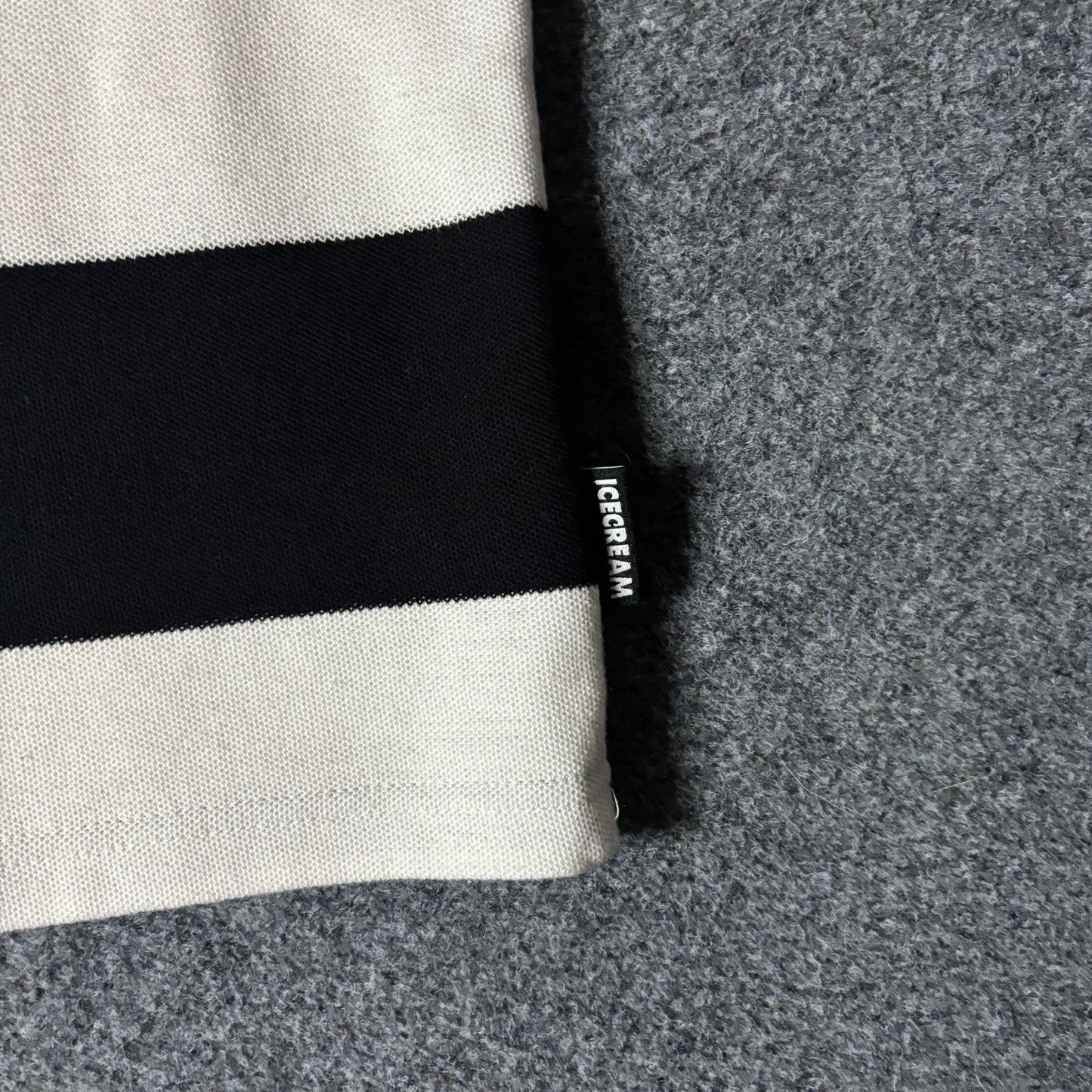 Ice Cream running dog black adn white stripes polo