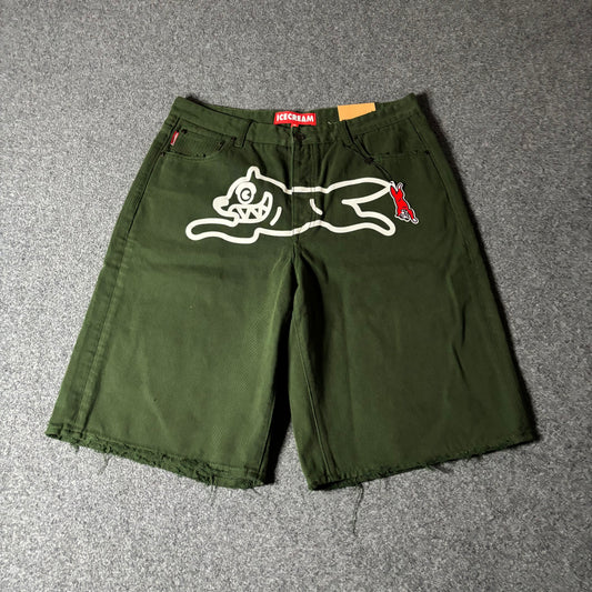 Ice Cream running dog strawberry fit straight leg green