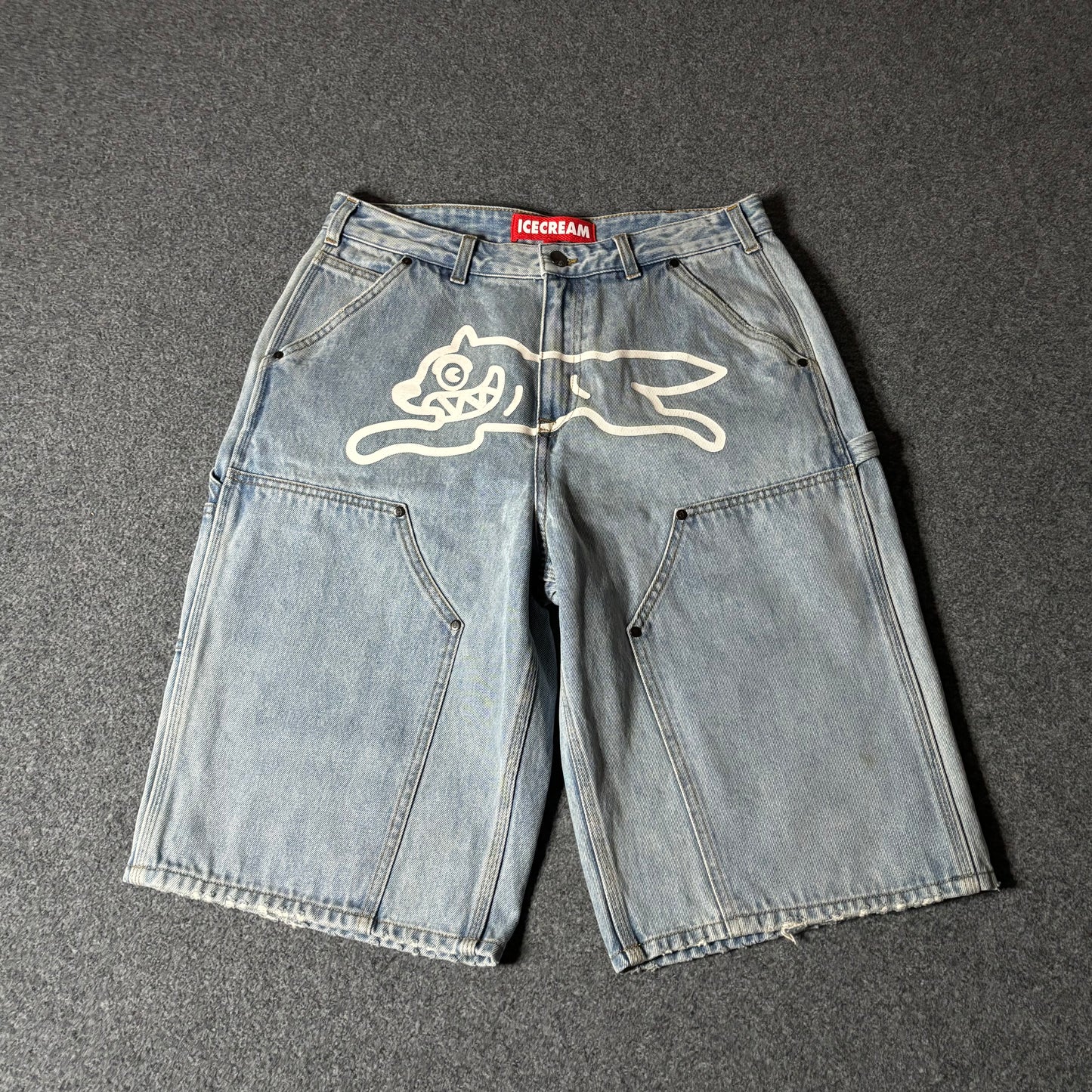Ice Cream running dog angelo double knee denim shorts