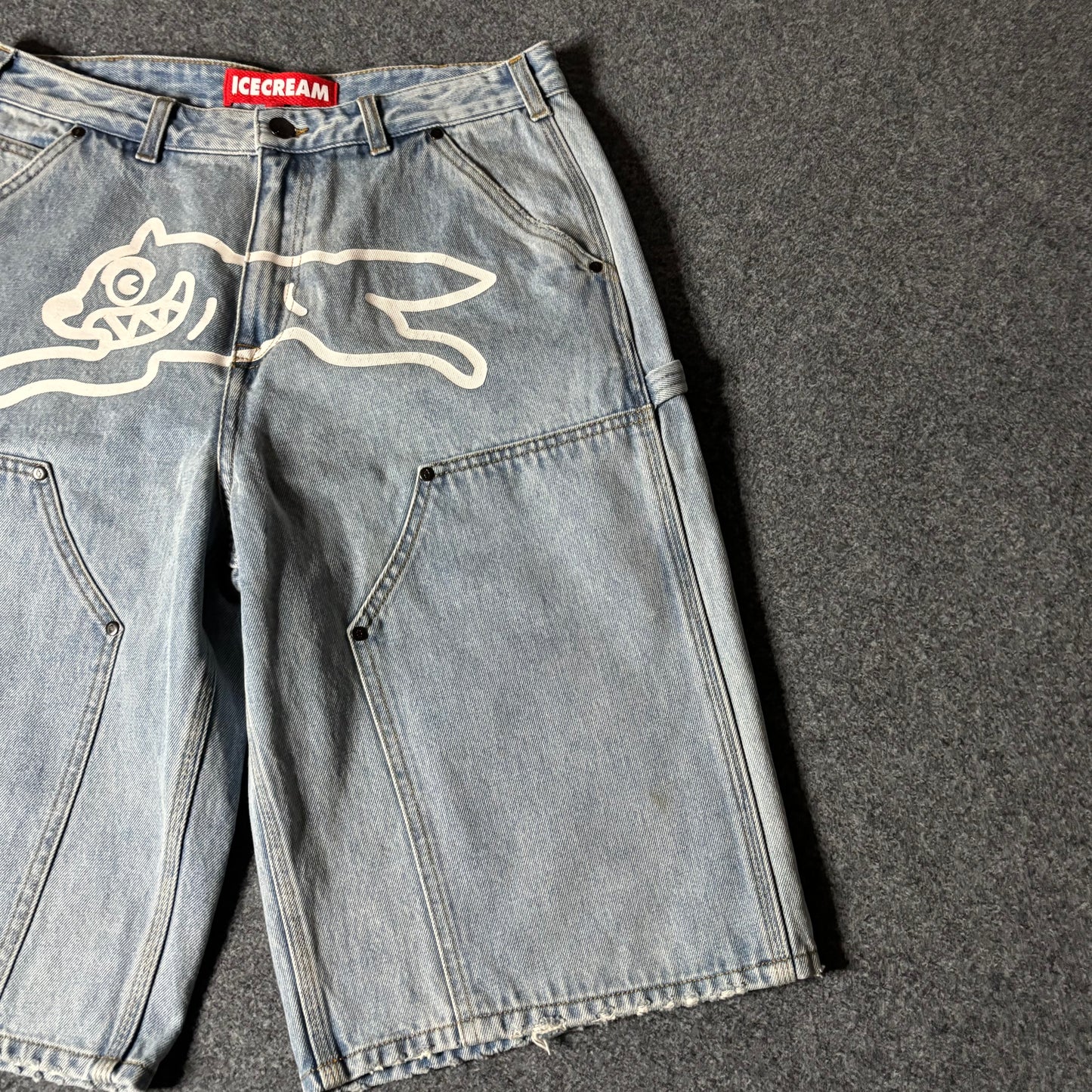 Ice Cream running dog angelo double knee denim shorts