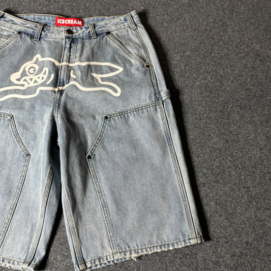 Ice Cream running dog angelo double knee denim shorts