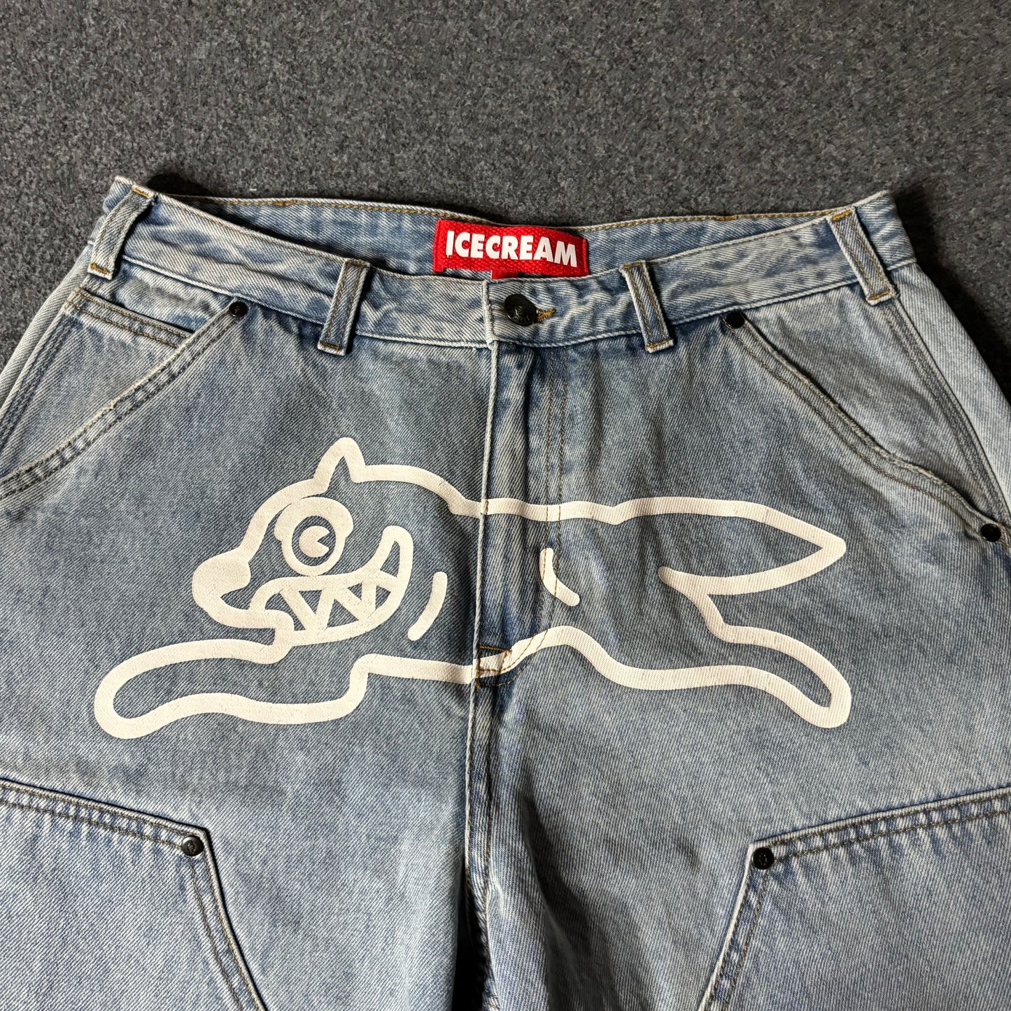 Ice Cream running dog angelo double knee denim shorts