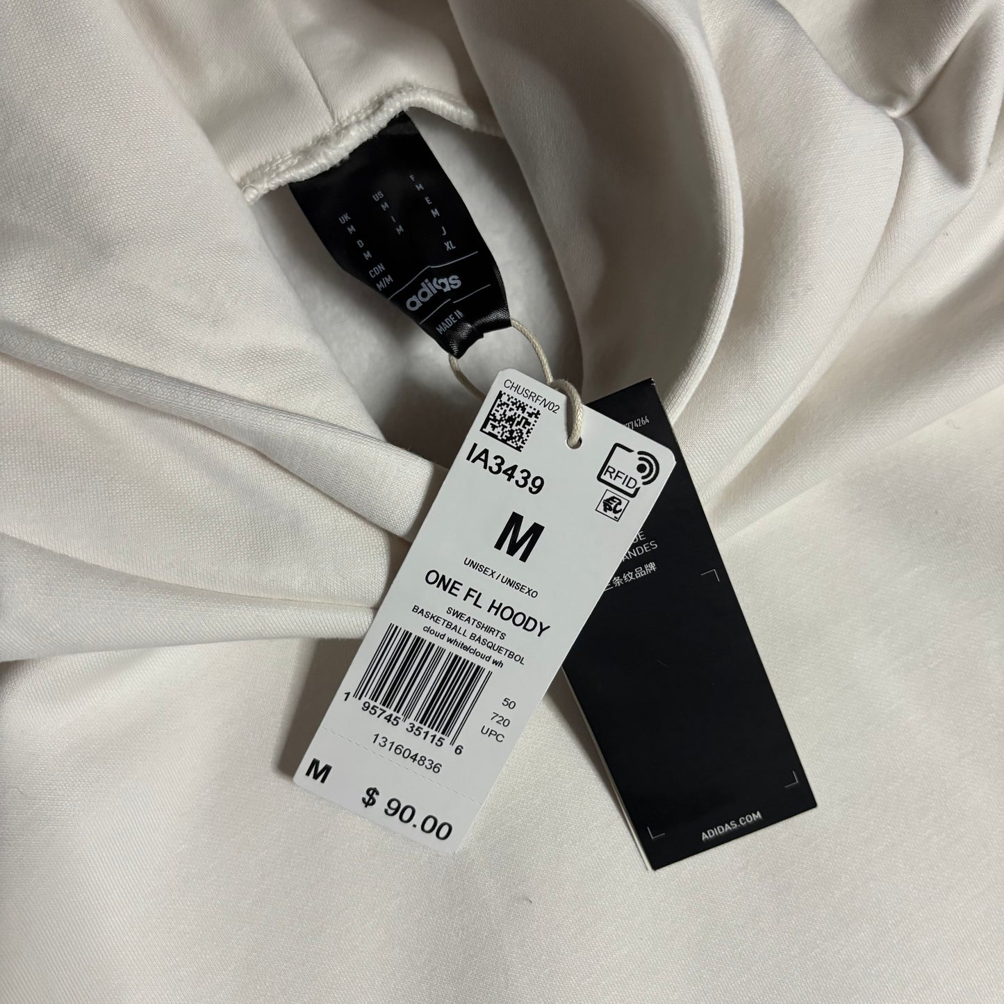 Adidas basketball one fl hoodie cloud white