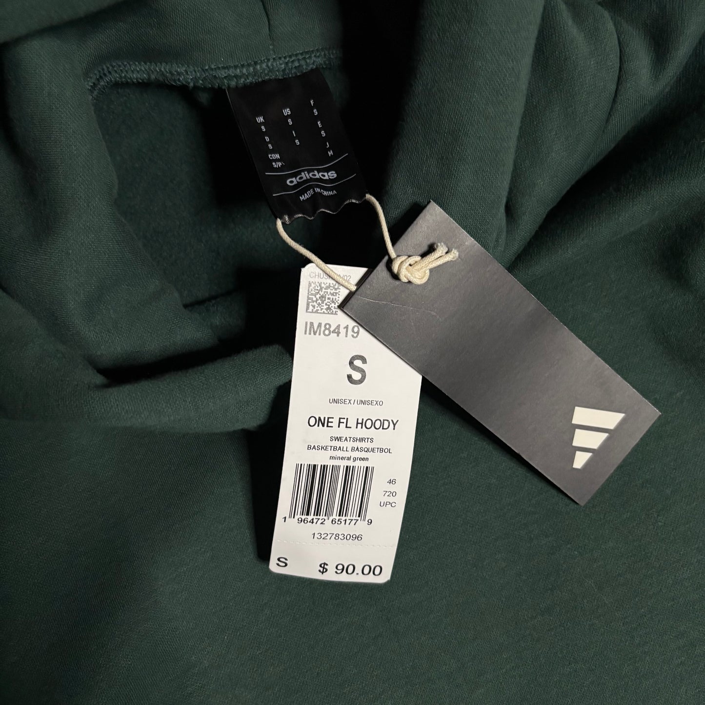 Adidas basketball one fl hoodie mineral green