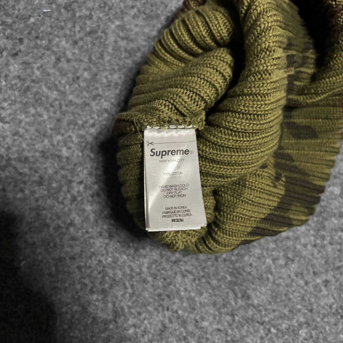 Supreme overdyed woodland camo beanie