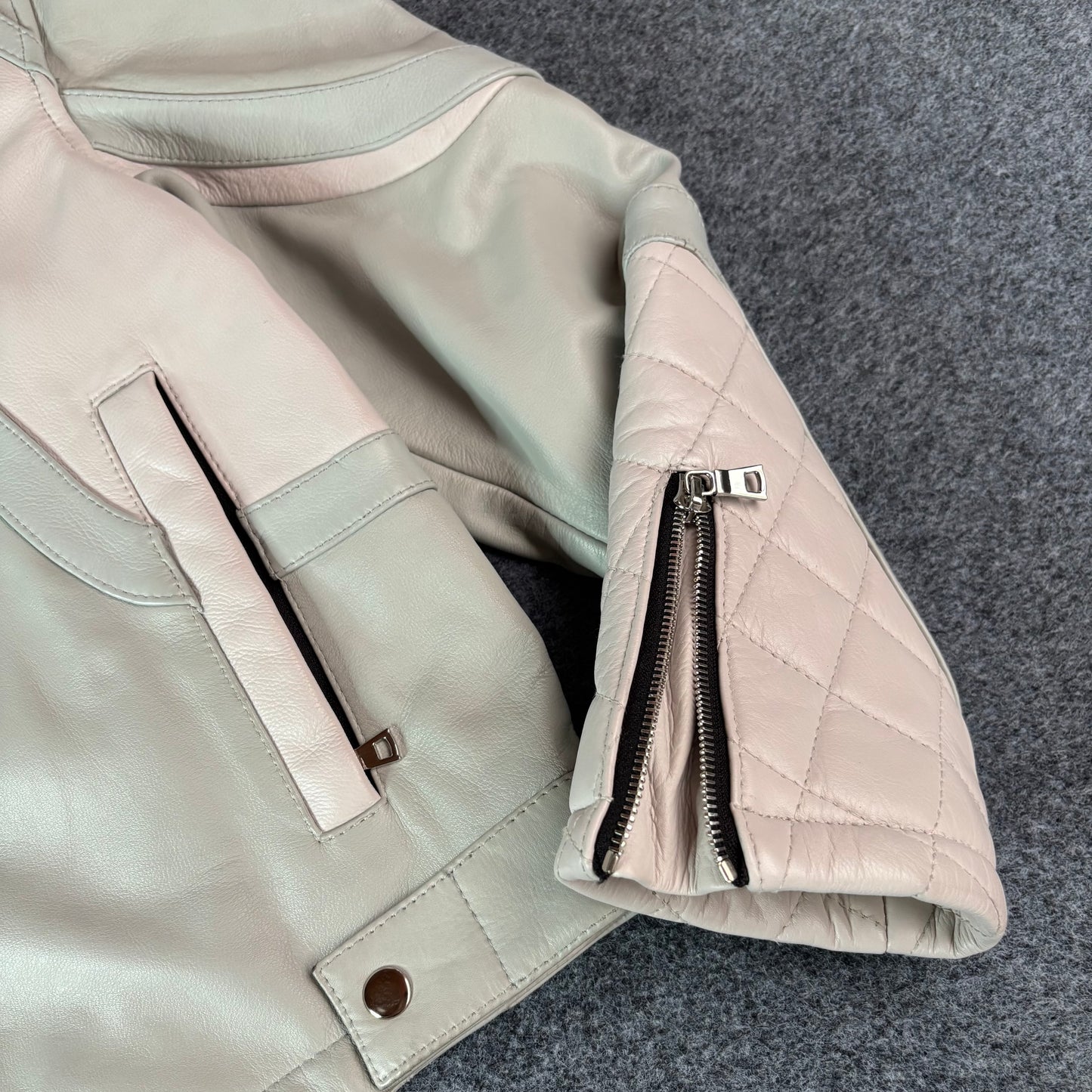 Homme Femme racing leather jacket white