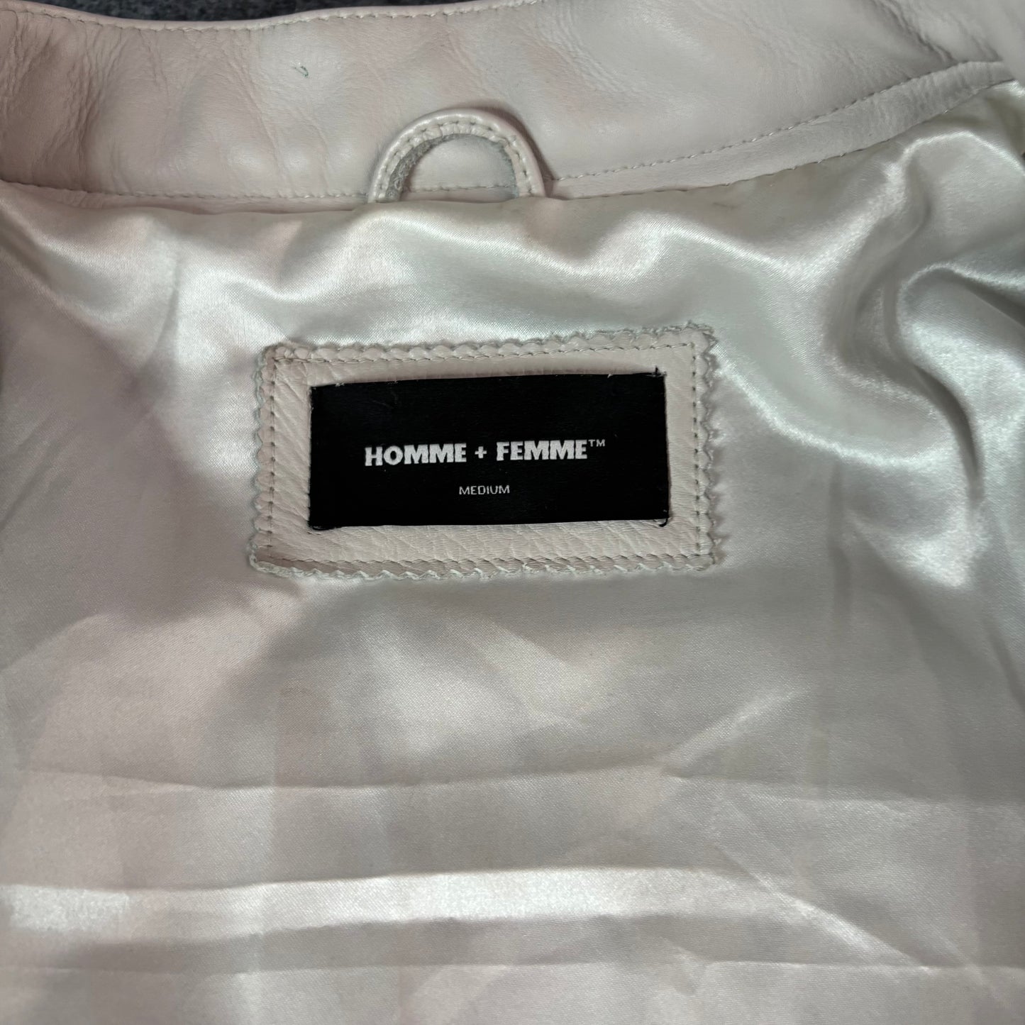 Homme Femme racing leather jacket white